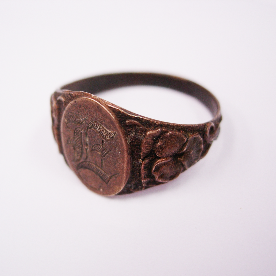 Her dads embossed engraved signet ring