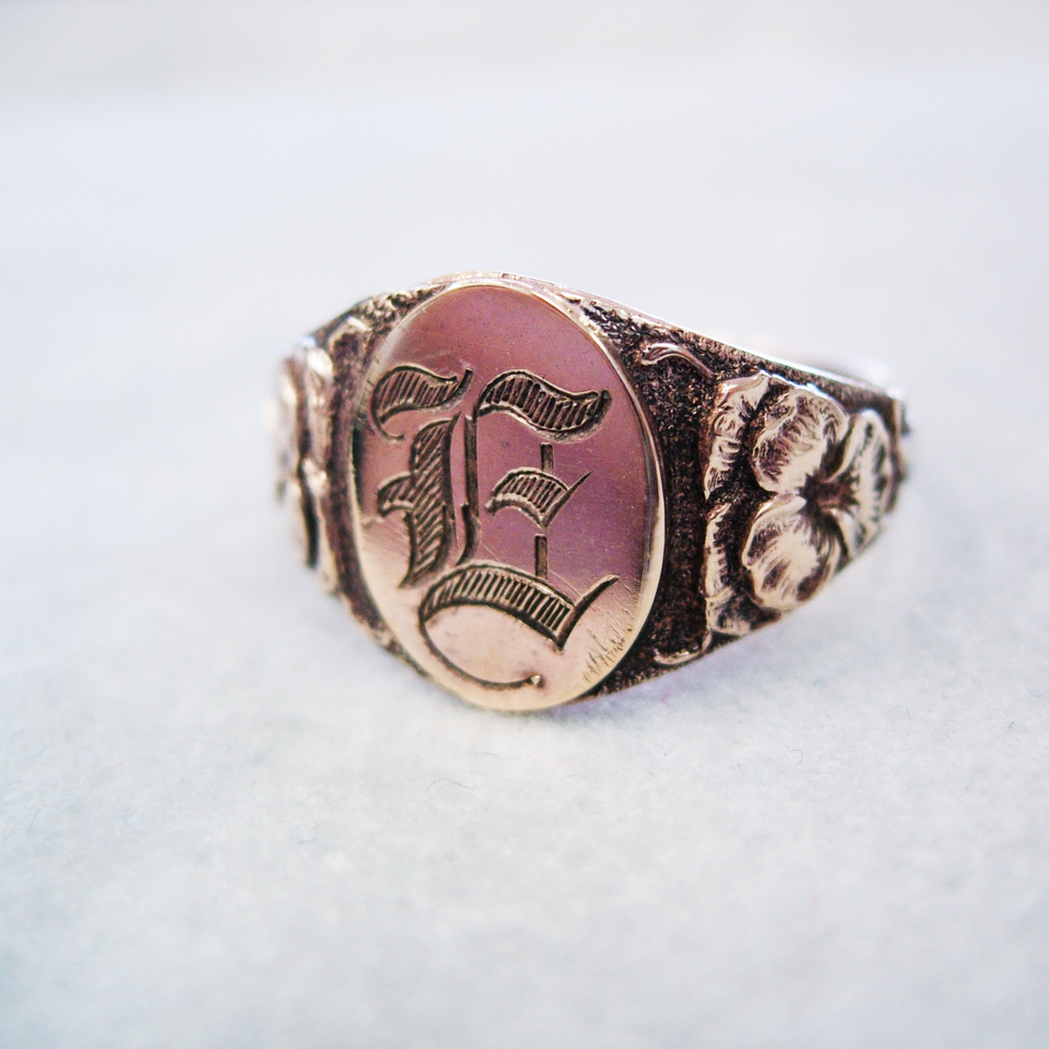 Her dads embossed engraved signet ring restored