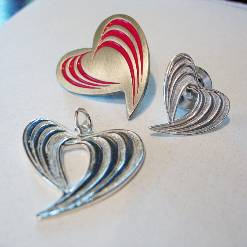 Houston Hospice, sterling silver and enameled nickel